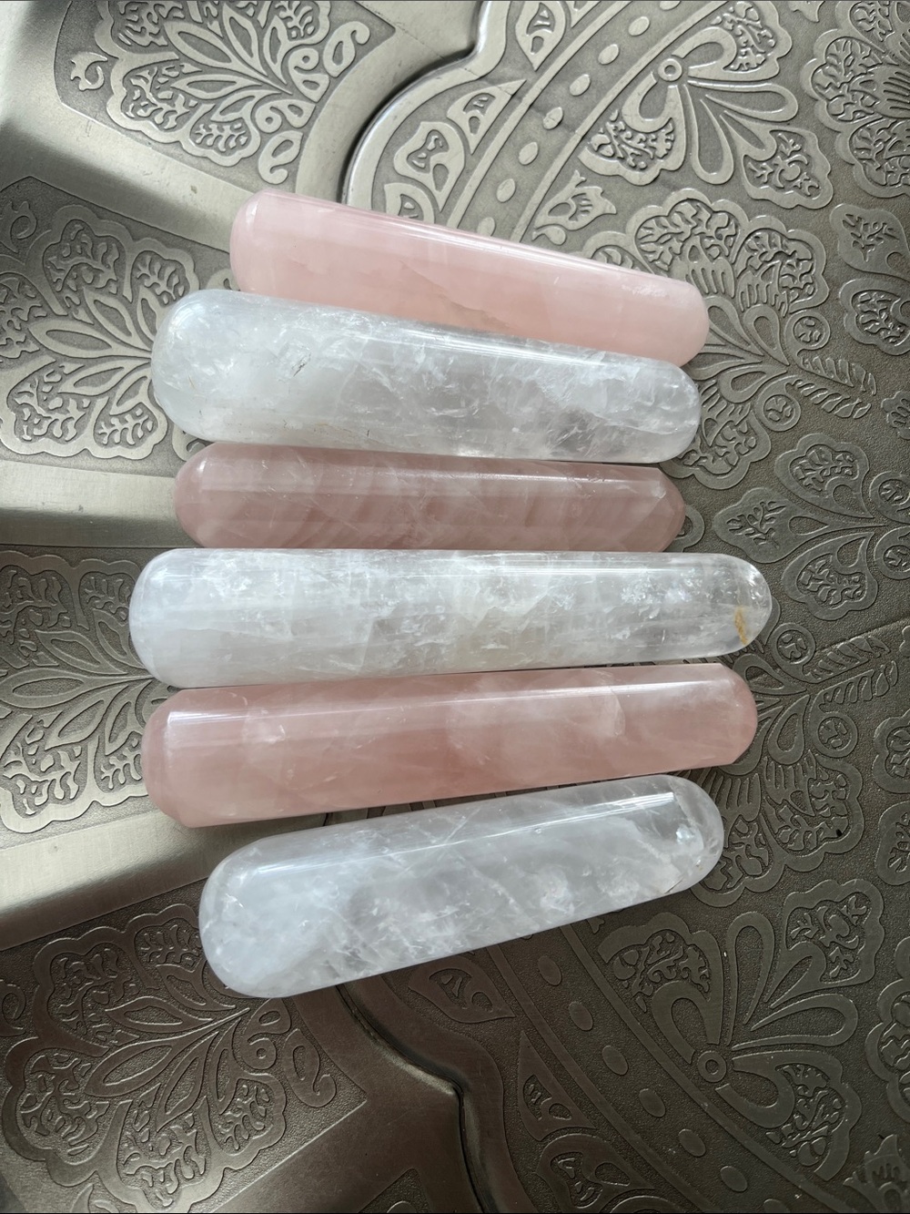 Crystal quartz or rose quartz massager